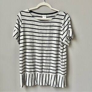 Soma Striped Tunic Tee Women's Size S Small Gray Black‎ Loose Relaxed Lounge Top
